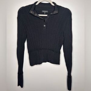 Rag & Bone Ribbed Henley Polo Top